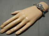 One Of Best Vintage Native American Navajo Calvin Begay Turquoise Sterling Silver Inlay Bracelet-Nativo Arts