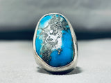 Unbelievable Vintage Native American Navajo Pilot Mountain Turquoise Sterling Silver Ring-Nativo Arts