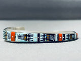One Of The Most Intricate Native American Navajo Turquoise Micro Inlay Sterling Silver Bracelet-Nativo Arts