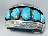 Important Vintage Native American Hopi Red Mountain Turquoise Sterling Silver Bracelet-Nativo Arts