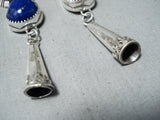 Important Navajo Lapis Sterling Silver Earrings Native American-Nativo Arts