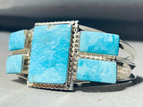 Native American One Of The Best Navajo Rectangular Turquoise Sterling Silver Bracelet-Nativo Arts