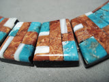 Native American One Of The Most Intricate Santo Domingo Turquoise Inlay Necklace-Nativo Arts