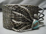 Quality Native American Sterling Silver Handmade Spider Turquoise Bracelet-Nativo Arts
