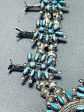 Intricate Womens Vintage Native American Zuni Turquoise Sterling Silver Squash Blossom Necklace-Nativo Arts