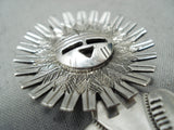 Fantastic Signed Native American Navajo Turquoise Sterling Silver Pin/ Pendant-Nativo Arts