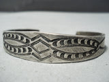 Important Early 1900's Vintage Native American Navajo Ingot Silver Hand Tooled Bracelet Cuff-Nativo Arts