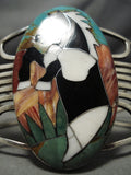 Quality Roy Vandever Vintage Native American Navajo Turquoise Inlay Sterling Silver Bracelet-Nativo Arts