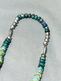 Native American Unique Vintage Navajo Turquoise Sterling Silver Coin Necklace-Nativo Arts