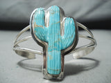 Whimsical Native American Navajo Turquoise Sterling Silver Cactus Bracelet-Nativo Arts