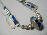 Opulent Vintage Native American Navajo Yazzie Turquoise Sterling Silver Necklace Old-Nativo Arts