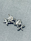 Whimsical Native American Navajo Sterling Silver Toad Earrings-Nativo Arts