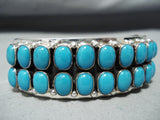 Signed Vintage Native American Navajo Sleeping Beauty Turquoise Sterling Silver Bracelet Old-Nativo Arts
