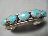 Superior Vintage Native American Navajo Old Circular Turquoise Sterling Silver Bracelet-Nativo Arts