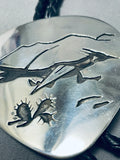 Impressive Native American Navajo Sterling Silver Roadrunner Bolo-Nativo Arts