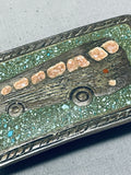 Turquoise School Bud Unique Vintage Native American Navajo Sterling Silver Buckle-Nativo Arts