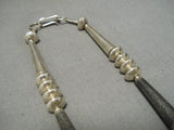 Heavy Unique Squared Bead Vintage Native American Navajo Sterling Silver Necklace-Nativo Arts