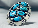Tremendous Vintage Native American Navajo 6 Morenci Turquoise Sterling Silver Huge Ring-Nativo Arts