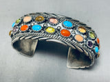 Lena Platero Vintage Native American Navajo Turquoise Multi Stone Sterling Silver Bracelet-Nativo Arts