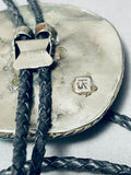 Hand Carved Massive Old Eagle Vintage Native American Navajo Sterling Silver Bolo Tie-Nativo Arts
