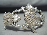 Distinctive Native American Navajo Sterling Silver Horny Toad Bracelet-Nativo Arts