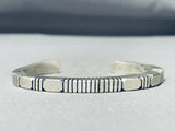 Heavy Thicker Vintage Native American Navajo Hand Etched Sterling Silver Bracelet Cuff-Nativo Arts
