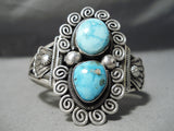 Tremendous Vintage Native American Navajo Old Kingman Turquoise Sterling Silver Bracelet-Nativo Arts