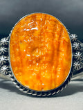 Orange Peel Spiny Oyster Vintage Native American Navajo Sterling Silver Bracelet-Nativo Arts