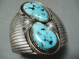 Incredible Vintage Native American Navajo Morenci Turquoise Sterling Silver Bracelet Signed-Nativo Arts