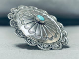 Fabulous Native American Navajo Blue Gem Turquoise Sterling Silver Concho Ring-Nativo Arts