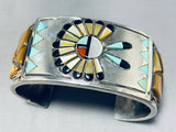 Native American One Of The Most Unique Vintage Zuni Turquoise Inlay Sterling Silver Bracelet-Nativo Arts
