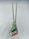 Important Vintage Native American Navajo Dave Tune Turquoise Inlay Sterling Silver Necklace-Nativo Arts