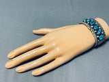 Jimmy Shay Vintage Native American Navajo Turquoise Sterling Silver Wave Bracelet-Nativo Arts