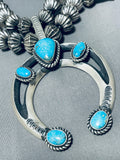 300 Gram Native American Navajo Turquoise Sterling Silver Squash Blossom Necklace-Nativo Arts