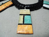 So Detailed!! Native American Santo Domingo Turquoise Inlay Necklace-Nativo Arts