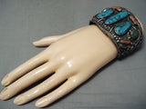 Massive Vintage Native American Navajo Blue Diamond Turquoise Sterling Silver Bracelet-Nativo Arts