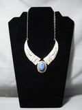 Marvelous Vintage Native American Navajo Denim Lapis Sterling Silver Necklace-Nativo Arts