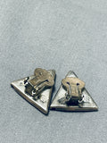 Important Kenneth Begay Vintage Native American Navajo Sterling Silver Triangular Earrings-Nativo Arts