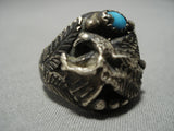 Bisbee Turquoise Vintage Navajo Eagle Sterling Silver Native American Ring-Nativo Arts
