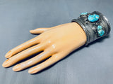 Extremely Important Vintage Native American Navajo Frog Turquoise Sterling Silver Bracelet-Nativo Arts