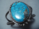 Rare Vintage Native American Navajo Carico Lake Turquoise Sterling Silver Bracelet Old-Nativo Arts