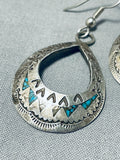 Special Vintage Native American Navajo Turquoise Sterling Silver Dangle Earrings-Nativo Arts