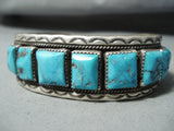Stunning Vintage Native American Navajo Morenci Turquoise Sterling Silver Bracelet-Nativo Arts
