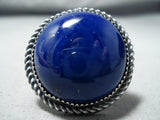 Fabulous Vintage Navajo Native American Lapis Sterling Silver Large Ring-Nativo Arts