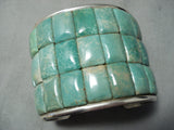 Heavy Thick!! Native American Royston Turquoise Inlay Sterling Silver Bracelet-Nativo Arts