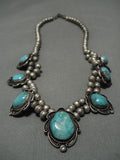 Marvelous Vintage Navajo 7 Station Sterling Silver Native American Necklace-Nativo Arts