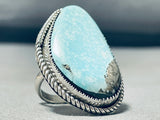 Colossal Vintage Native American Navajo Sky Blue Turquoise Sterling Silver Ring-Nativo Arts