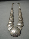 Native American Hand Wrought Vintage Navajo Sterling Silver Bead Necklace Old-Nativo Arts