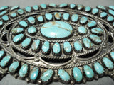 Native American Huge Vintage Navajo Turquoise Sterling Silver Cluster Pin Old-Nativo Arts