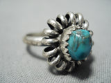 Swirling Waves Vintage Native American Navajo Turquoise Sterling Silver Ring Old-Nativo Arts